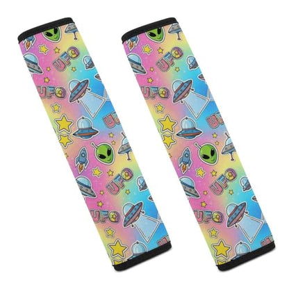 2 Piece Alien Cartoon Outer Space Planet UFO Car Seat Straps Shoulder Pads Universal Fit Automotive Seat Belt Protector for Kids, Car Seats Pushchair Strollers High Chair Pushchair - color: Pattern 21