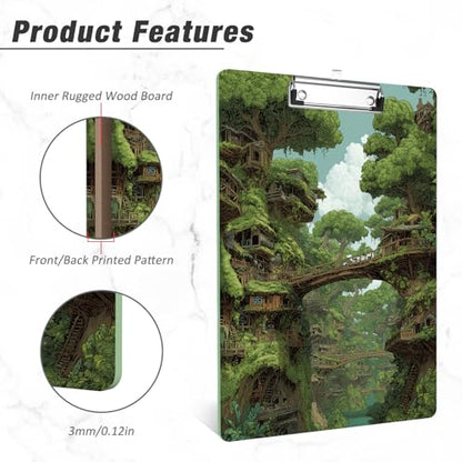 Rimilak Wood Clipboard, 8.5x11 Hardboard Clip Board,Jungle | Fun Design, Cute Custom Pattern, 9 x 12.5 in Letter Size for Classroom, Teachers, Kid, Woman, School & Office Supply - color: Jungle