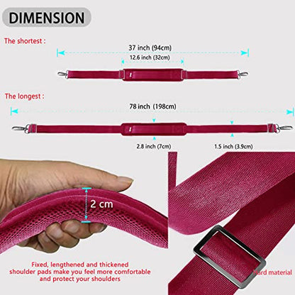 ZINZ Shoulder Strap 78" Universal Handbag Strap with Ultra-thick Fixed Padded and Dual Balanced Adjustable Buckles Shoulder Crossbody Strap for Briefcase Messenger Bag Laptop bag Luggage，Red - color: Red