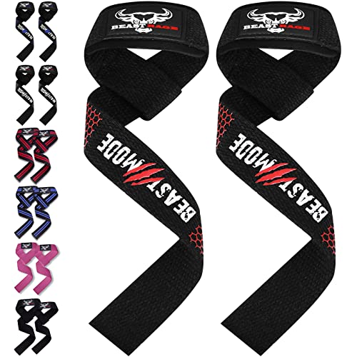 BEAST RAGE Lifting Wrist Straps for Weightlifting, Straps Gym Grip Power Workouts Lifting Straps Padded Neoprene & Premium Cotton Men Women, Deadlift Bodybuilding Exercise Lifting Straps - color: Gel