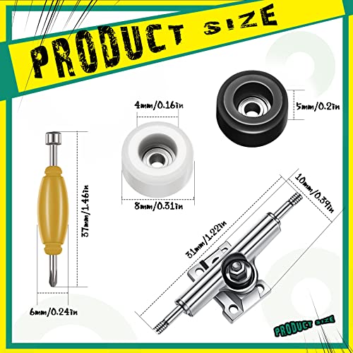 Zhehao 16 Pcs Standard Fingerboard Tool Set CNC Lathed Fingerboard Bearing Wheels Nut Driver Screwdriver for 34 mm Skateboard Trucks(Black and White) - color: Black and White