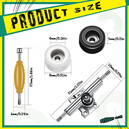 Zhehao 16 Pcs Standard Fingerboard Tool Set CNC Lathed Fingerboard Bearing Wheels Nut Driver Screwdriver for 34 mm Skateboard Trucks(Black and White) - color: Black and White