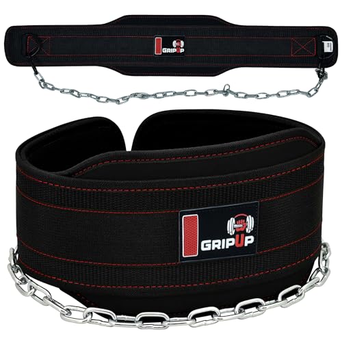 Premium Dip Belt with Chain for Weightlifting – Heavy Duty Adjustable Chain with Neoprene Padding for Pull Ups, Gym Belt for Powerlifting, Squat, Bodybuilding & Strength Training (One Size)