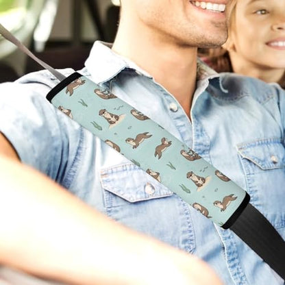 2 Pack Blue Sea Otter Car Seat Belt Pad Breathable Shoulder Harness Cover for Adult Use, Stroller Pushchair High Chair, Pressure Relief - color: Pattern 103