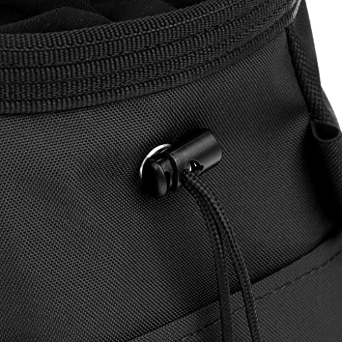 Climbing Chalk Bag Storage Bucket Stand Holder with Drawstring Closure and Soft Fleece Lining Water Resistant Material with Front and Back Poc