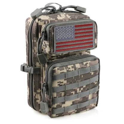 LIVANS Tactical Molle Utility Pouch, EDC Tool Pouch Tactical Phone Pouches Mini Waist Pouches Medical EDC IFAK Pack Mini Design of 3-Day Backpack - color: CamoGray