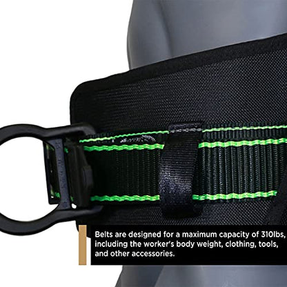 AFP Heavy-Duty 2 D-Ring Waist Body Belt w/Tongue Buckle Premium Stitching (OSHA/ANSI PPE) - color: Hivis & Black, size: XX-Large