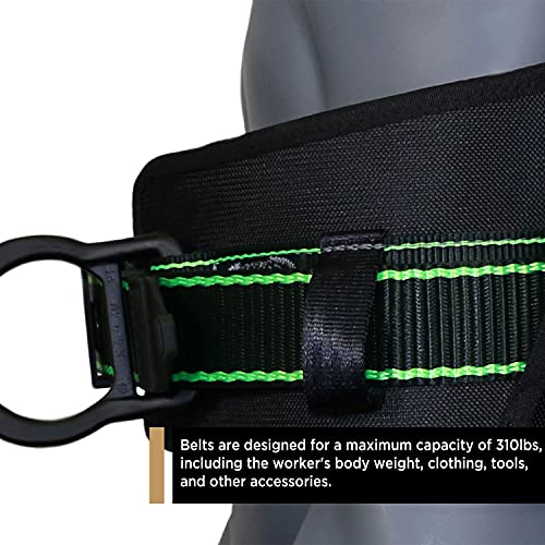 AFP Heavy-Duty 2 D-Ring Waist Body Belt w/Tongue Buckle Premium Stitching (OSHA/ANSI PPE) - color: Hivis & Black, size: Large-XLarge