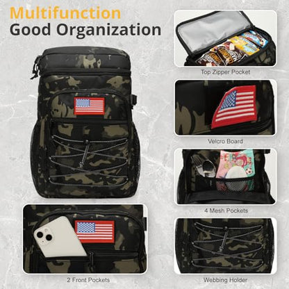 25L Insulated Cooler Backpack Water-Resistant Molle Cooler Bag for Camping | 25L Large Capacity Tactical Cooler Backpack Bag with Compartment Insulation Water-Resistant & Leakproof Durable & Comfortable - color: Black Camo