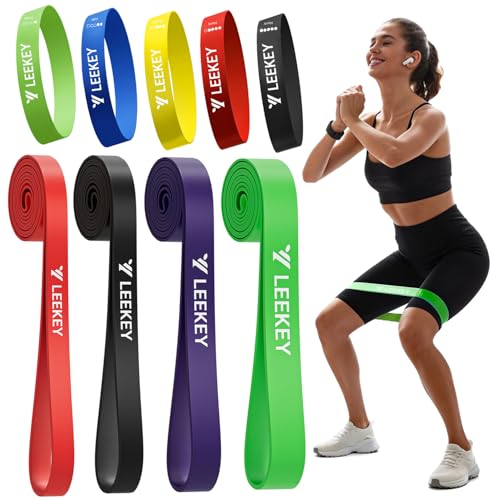 LEEKEY Pull Up Assistance Bands,Muit Levels Resistance Bands for Senior/Adults,Exercise Bands with Door Anchor, Strength Bands for Fitness Training, Physical Therapy,Home Gym Workouts - color: 15-125LBS COLOR+Mini Bands
