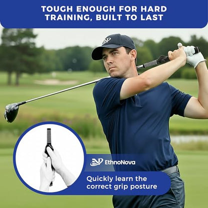 Golf Grip Trainer for Right-Handed Golfers – Golf Training Aid for Proper Hand Position & Swing Technique – Hit Straighter, Longer Shots & Fix Slices or Hooks Black