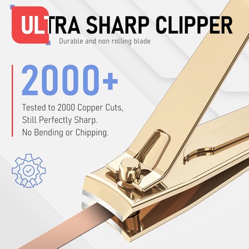 firiKer Nail Clipper Set, Sturdy Stainless Steel Fingernails & Toenails Clippers & Nail File, Sharp Effortless Fingernail Toenail Trimmer, Portable Nail Cutter for Women Men（Golden） - color: Light Gold