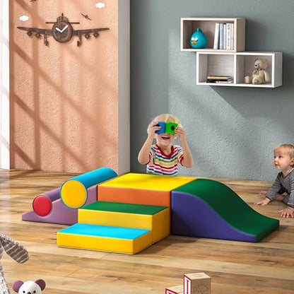 Betterhood Climbing Blocks - Kids Soft Foam Activity Playset - Toddler Soft Couch Climber Gymnastics Equipment for Crawling and Sliding at Home, Preschool - style: Yellow and Green