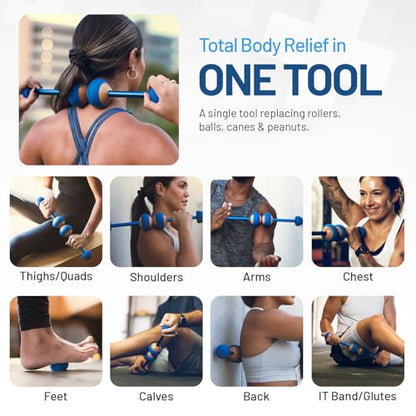 MOBO 7-in-1 Muscle Roller Stick – Full-Body Massage Roller for Myofascial Release, Trigger Point Therapy, Muscle Recovery, Deep Tissue Leg & Back Pain Relief, Physical Therapy, Gym & Travel Use