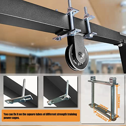 Power Rack Pulley Attachment, LAT Pulldown Machine - Cable & Weight Dual Pulley System for Home Gym Strength Training, Power Racks - color: Style 2