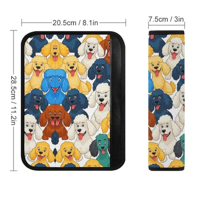 2PCS Cartoon Poodle Dog Cute Puppy Dogs Seat Belt Shoulder Pad Soft Padded Harness Pads Strap for Adults and Children, All Vehicles, Anti-Slip Pad - color: Pattern 262