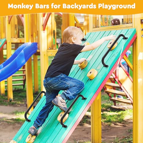 Monkey Bars for Kids Safety Indoor,Outdoor Playground Grab Handles for Backyard,Playset Handle Accessories for Playhouse,Swing set,Jungle Gym,Rock Climbing Wall Holds,Treehouse Slide,17 in-2 Pcs - size: 17.1 in