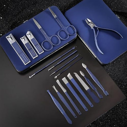 Folding Nail Clipper & Cuticle Nipper Set, Stainless Steel Portable Manicure Pedicure Kit for Travel Green - color: Green
