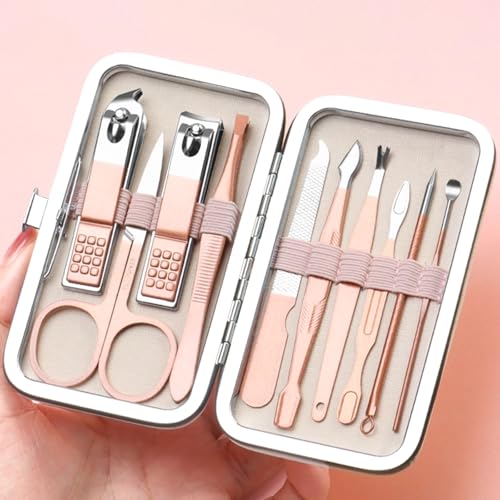 Grooming Kit Home and Travel-Manicure Set 7, Nail Clipper Set, Portable Nail Kit, Travel Nails Kits(Rose Gold) - color: Rose Gold, size: 7 Piece Set