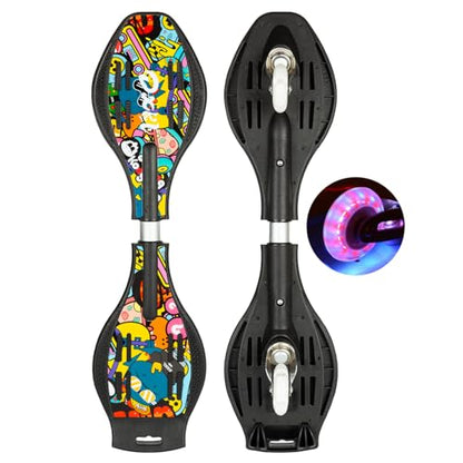 Simcat Caster Board, Skateboard with 360-degree Casters and Illuminating Wheels, Lightweight Durable Twistboard for Kids, Teenagers and Adults - color: 3