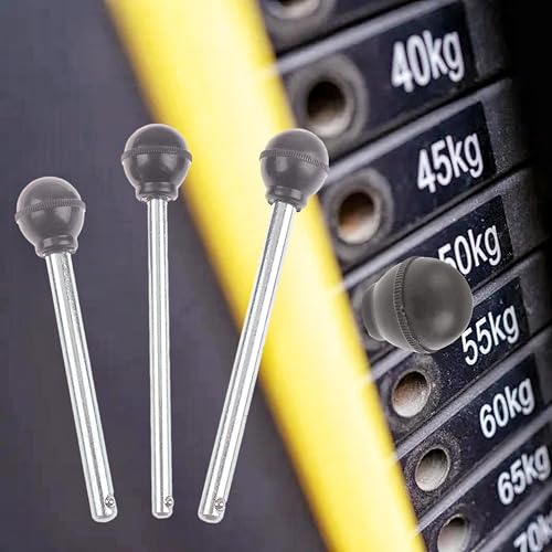 3Pack 3/8" Dia Round Black KNOB Weight Stack Pin Stainless Gym Equipment Locking Weight Loading Pin Strength Training Multifunction Replacement Part ，Free Lanyard (3Pack, Φ3/8in x 3-1/4in) - color: 3Pack, size: Φ3/8in x 3-1/4in