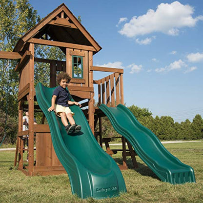 Swing-N-Slide Lookout Mountain Wooden Swing Set with Two Slides, Climbing Wall, Swings, Glider & Picnic Table, Wood - size: Lookout Mountain
