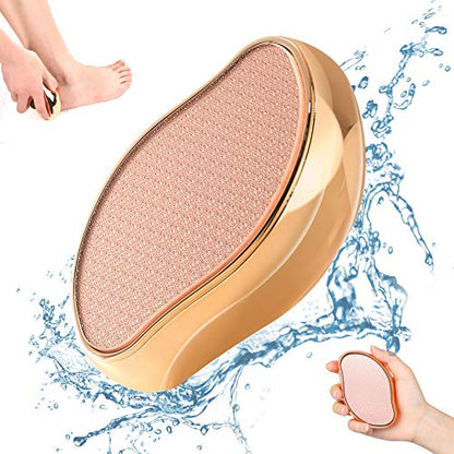 BEZOX Glass Foot File Callus Remover, Crystal Pedicure Foot Scrubber for Travel Use, Portable Handheld Sized Foot Scraper for Cracked Heel - Shinning Golden - style: Shinning Golden
