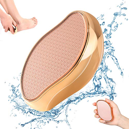 BEZOX Glass Foot File Callus Remover, Crystal Pedicure Foot Scrubber for Travel Use, Portable Handheld Sized Foot Scraper for Cracked Heel - Shinning Golden - style: Shinning Golden