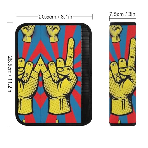 2 Pack Hand in Rock Roll Sign Car Seat Belt Pad Breathable Shoulder Harness Cover for Adult Use, Stroller Pushchair High Chair, Pressure Relief - color: Pattern 751