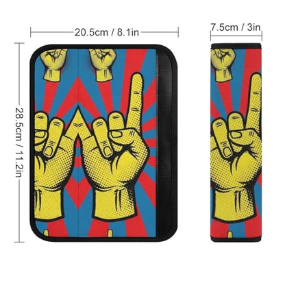 2 Pack Hand in Rock Roll Sign Car Seat Belt Pad Breathable Shoulder Harness Cover for Adult Use, Stroller Pushchair High Chair, Pressure Relief - color: Pattern 751