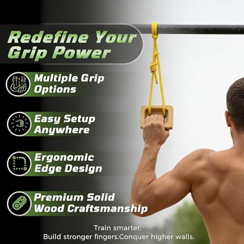 Portable Hangboard - Portable Pull-up Grip, Climbing Hangboard | Arm Training with Adjustable Rope and Carabiner | Compact Fingerboard Grip Trainer,for Rock Climbers Home Gym Indoor Doorway Wall Out
