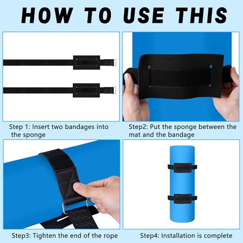 2 Set 90 Inch Anti-Slip Floating Water Mat Straps,Extra Long Floating Pad Strap with Pad Protectors and Metal Buckle,Reusable Neoprene Water Mat Straps for Storing Pad - color: 90 in