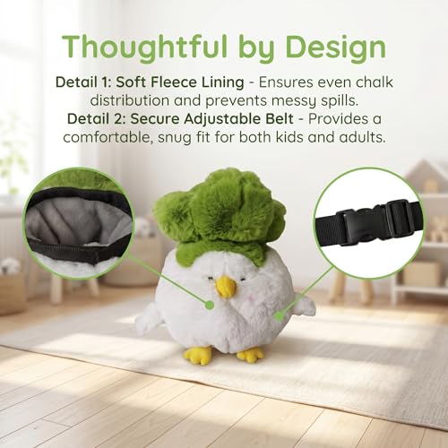 Chicken Rock Climbing Chalk Bag, Stylish Bouldering Chalk Bucket with Drawstring Closure, Adjustable Waist Belt - style: White chicken