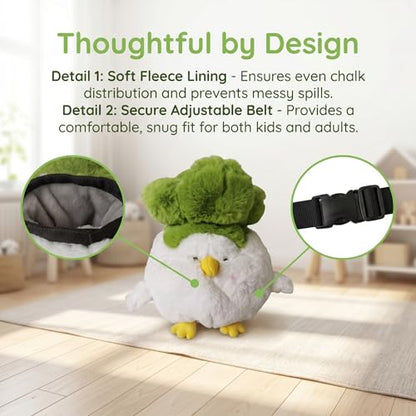 Chicken Rock Climbing Chalk Bag, Stylish Bouldering Chalk Bucket with Drawstring Closure, Adjustable Waist Belt - style: White chicken