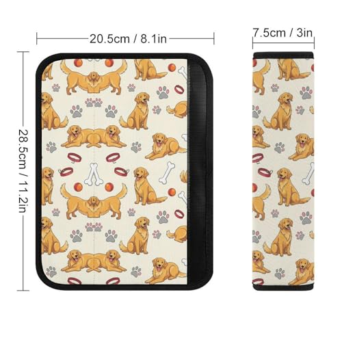 2 Pack Golden Retriever Dog Paws Print Car Seat Straps Shoulder Pads Universal Fit Neck Strap Covers for Adults and Children, All Vehicles, Pressure Relief - color: Pattern 348