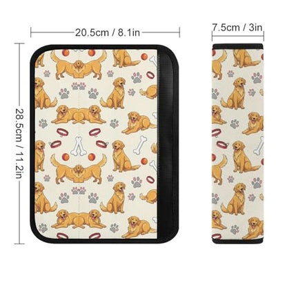 2 Pack Golden Retriever Dog Paws Print Car Seat Straps Shoulder Pads Universal Fit Neck Strap Covers for Adults and Children, All Vehicles, Pressure Relief - color: Pattern 348