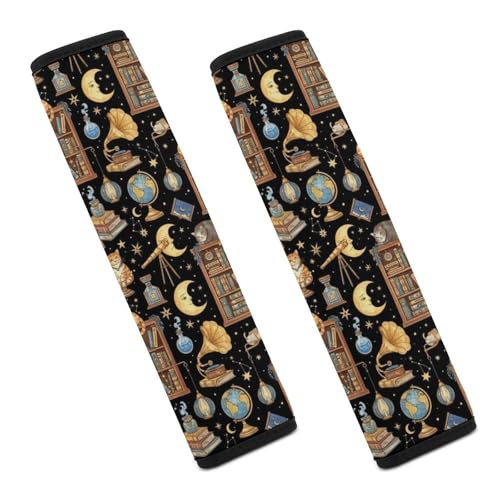 2 Piece Breathable Seat Belt Shoulder Pad for Elderly Support, All Vehicles, Library Book Lovers Cat Cats Kitten Shoulder Protector, Neck and Shoulder Support - color: Pattern 546