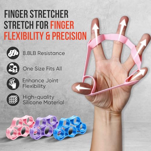 Grip Strength Trainer Kit, Forearm Strengthener & Hand Grip Strengthener | Finger Exerciser & Stretcher for Strength Training, Recovery & Flexibility - size: 9PCS