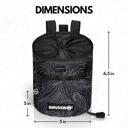 SURVIVOR Chalk Bag + 370g Ultra Fine Climbing Chalk Powder Bundle