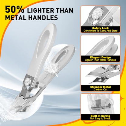 Toenail Clippers for Thick Toenails, Wide Jaw Opening Nail Clippers for Men, Heavy Duty Ingrown Toenail Clippers Nail Cutters, Eagle Beak Slanted Nail Clippers，3-Piece Set with Case - size: 2PCS Slanted & Curved