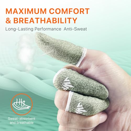 10 Pack Silver Fiber Dedales Gamer Profesionales Anti Slip Sweat Proof Gaming Finger Thumb Sleeves Cots Breathable Mobile Phone Gamer Gloves Guantes para Durable Covers for Pubg - color: Green 10-Pack + Storage Box