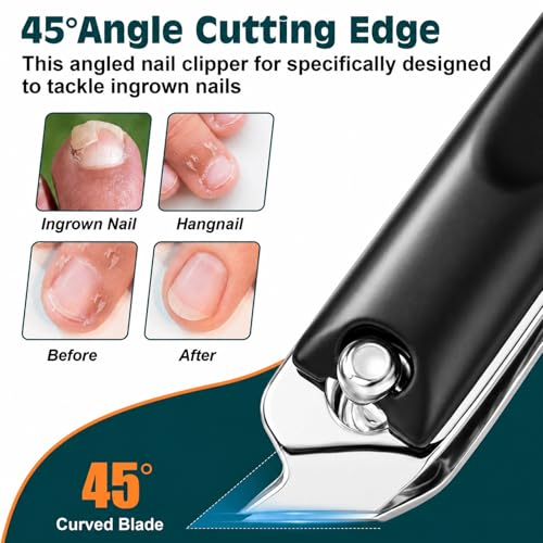 Nail Clippers Set, Fingernail and Toenail Clipper Cutters Kit | Ultra Sharp All-IN-ONE Kit: 15% Thicker Premium Sturdy Podiatrist Toe Nail Care Tools. Perfect Grooming Gifts with Case - color: Jet Black, size: 3-Pack