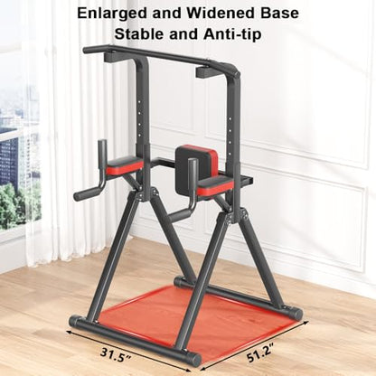 Foldable Power Tower, Adjustable Multifunction Pull Up Bar Dip Station Rack