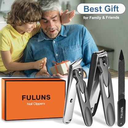 Nail Clippers for Men Thick Nails with Slanted Blade, Heavy Duty Nail Clippers with Catcher No Splash Fingernail Clipper Nail Cutter Gifts for Men Women Adults - style: Black Nail Clippers with Cather Set