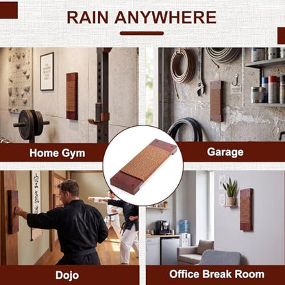 SiliFine 14.5" x 5" Wall Mount Makiwara, Solid Beech Wood Punching Board, Pre-drilled Holes for Easy Wall Mount, Martial Arts Training Equipment, Home Gym Garage Dorm (Brown)