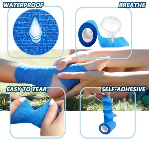 24 Pack Self Adherent Cohesive Bandage Wrap 2" x 5 Yards First Aid Tape | Vet Wrap for Dogs Non Woven Rolls Elastic Self Adhesive Tape for Sports, Wrist and Ankle Sprains (Flesh) - color: Flesh-24