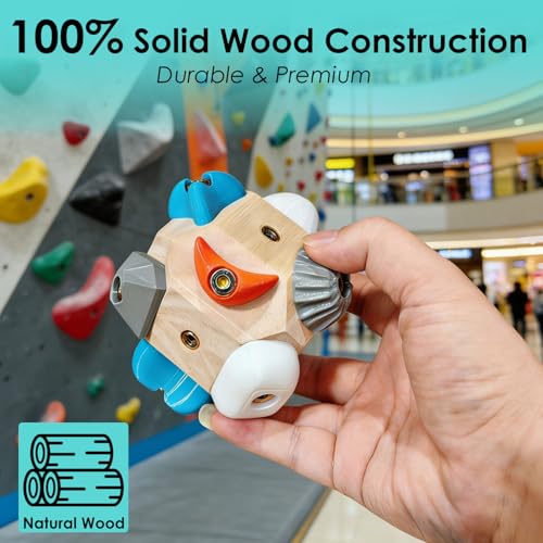 Handcrafted Solid Wood Climbing Boulder Block – Finger Strength Trainer with Custom Routes, Portable Grip Training & Stress Relief Toy, Includes Climbing Keychain & Finger Tape Gift