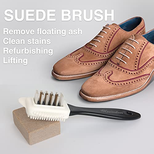 MAXIMILIAN Shoe Cleaner Kit 2 Pcs Suede Brush and Eraser 3-in-1 Copper Wire Shoe Brush Soft Rubber Bristles Suede brush for Shoes Boots Sneaker Birkenstock