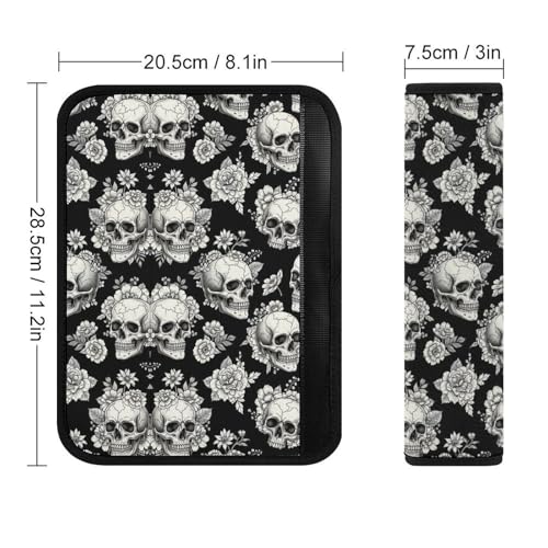 1 Pair Dark Floral Skeleton Gothic Skull Seat Belt Shoulder Pad Soft Padded Seat Belt Cushion for Adult Use, Stroller Pushchair High Chair, Pressure Relief - color: Pattern 747