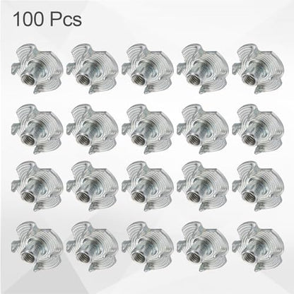 HARFINGTON M3x6mm T-Nuts 4 Pronged Tee Nut 0.47" x 0.24" Fully Thread Carbon Steel Inserts for Wood, Rock Climbing Holds, Cabinetry, Furniture 100pcs - size: M3x6mm, 12mm
